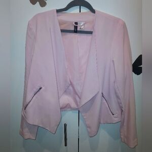 🌸 H&M Light pink draped open front blazer size 12